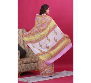 Sari estampado a mano de Malmal estilo Bollywood para mujer, algodón suave para festivales indios, fiestas de verano, ropa de fiesta de Pakistán - Product Image 5
