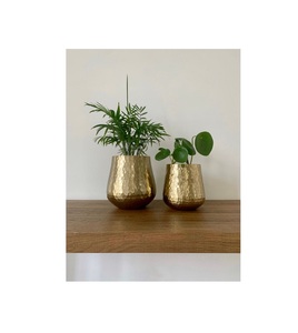 Pot de fleurs en métal élégant et durable, design doré poli, style moderne pour la décoration intérieure de la maison et du jardin, drainage écologique - Product Image 3