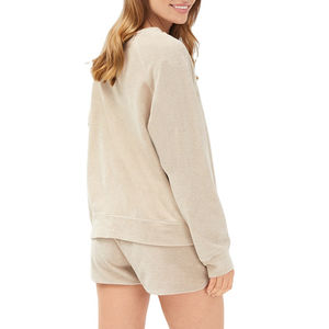 Sudadera y pantalones cortos para mujer, Jersey ecológico de manga larga de Color sólido para mujer, cuello redondo sostenible - Product Image 6