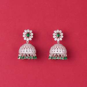 Nuevos pendientes colgantes de moda Popular Classic Jhumki con chapado en rodio CZ Classic Jhumki - Product Image 3