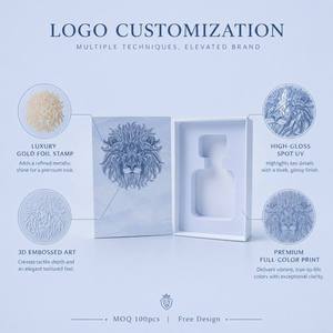 Coffret Cadeau <span class=keywords><strong>Parfum</strong></span> Mandala Lion Personnalisé, Design Marbre Lavé, Emballage Rigide Deux Pièces avec Insert Découpé pour Bouteille, Idéal pour Parfums de Niche - Product Image 4