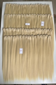 Extensions de cheveux vierges humains blonds 613, lisses, 100% cuticules alignées, non traitées, double trame machine, cheveux vietnamiens - Product Image 4