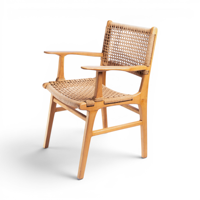 Chaise de salle à manger Home Basket Ziva en bois de teck et rotin Wildwood