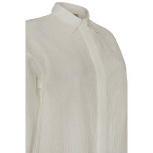 Blusa Blanca de Lino Bordada con Cuello Alto - Product Image 2