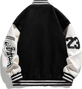 แจ็คเก็ตเบสบอลแบบวาร์ซิตี้ปักลายเชนิลล์ แขนหนัง แต่งผ้าขนสัตว์สำหรับผู้ชาย รุ่นใหม่สั่งทำพิเศษ - Product Image 2