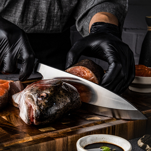 มีดโอเอ็มแบบปรับแต่งได้มีดเชฟแบบญี่ปุ่นมีดสีดำควายฮอร์นและด้ามจับทำจากเหล็กทะเลทราย - Product Image 3