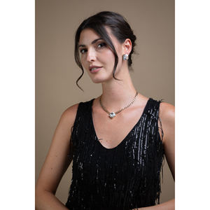 Collier en laiton de haute qualité pour femme, fabriqué en Italie, avec pierre carrée VIOLETTE - Product Image 4