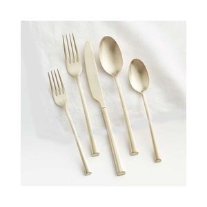 Designer Handmade Gold Tone Matte Exclusive <b>Dinner</b> <b>Knife</b> Spoons and Fork Cutlery Set Forks Spoons <b>Knives</b> Flatware - Product Image 1
