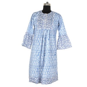 Ladies Long Kurti Designer Dress Cotton Summer <b>Beach</b> Hand Block Print Indian <b>Tunic</b> <b>Beach</b> Wear Women Bohemian Apparel Wholesale - Product Image 4