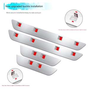 Pour Tesla modèle Y Induction magnétique avec pédale <span class=keywords><strong>de</strong></span> bienvenue lumineuse <span class=keywords><strong>barre</strong></span> <span class=keywords><strong>de</strong></span> <span class=keywords><strong>seuil</strong></span> en acier inoxydable en Fiber <span class=keywords><strong>de</strong></span> carbone titane <span class=keywords><strong>noir</strong></span> - Product Image 6