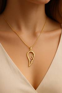 925 Sterling Silver <b>Gold</b> Vermeil Christian <b>Angel</b> Wing Pendant Zircon Feather <b>Necklace</b> Dainty Fine Jewelry Gift Women - Product Image 5