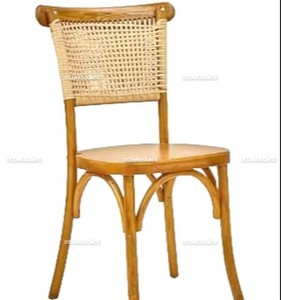 Chaise de salle à manger antique en bois massif sans bras, rotin naturel classique simple, osier tissé, banquet d'hôtel minimaliste, meubles de maison - Product Image 6