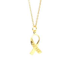 Collier en Or 14K et Argent Sterling 925 Plaqué Rhodium avec Ruban Gravé 'PEACE' et Pierres Principales en Zircon, Diamant et Perle, Livré en Boîte - Product Image 6