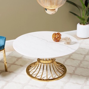 Table cylindrique ronde élégante en or conçue pour les chambres à coucher et les coins décoratifs avec un attrait intemporel - Product Image 3