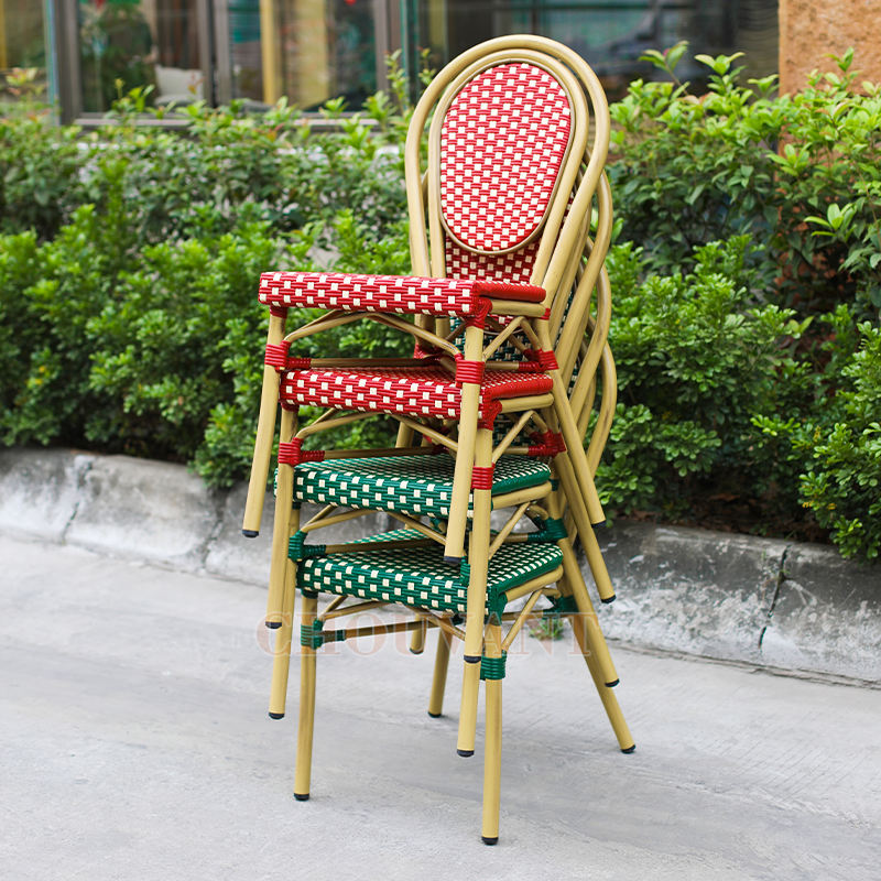 Impilabile moderna terrazza francese sedie in rattan con mobili da