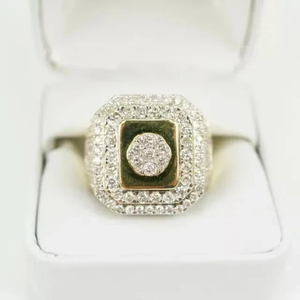แหวนหมั้นเคลือบทอง7.00กะรัต VVS Moissanite สำหรับผู้ชาย925เงินสเตอริง - Product Image 1