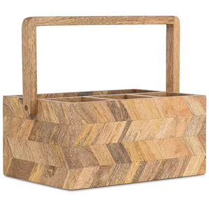 Cubiertos de madera hechos a mano con asa, caja organizadora multiusos para cocina, comedor, oficina o Decoración de mesa - Product Image 1