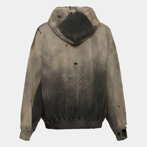 ชุดเซ็ตเสื้อฮู้ดดี้และกางเกงวอร์มผู้ชาย ลวดลายฟอกสีแบบดิสเทรส ชุดวอร์มผู้ชายสีซีดจาง 100% ผ้าฝ้าย เสื้อฮู้ดแบบสวมหัว - Product Image 4