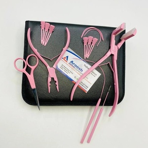 Ensemble d'outils d'extension de cheveux en acier inoxydable à revêtement rose Clips de ciseaux à ruban pour extensions de cheveux humains - Product Image 5