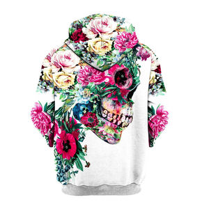 Sudadera con capucha de calavera floral para hombres y mujeres, sudadera de calle atrevida con diseño botánico vibrante y ajuste cómodo - Product Image 2