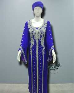 Dubai Promo Ethnic Beaded <b>Sequined</b> Plus Size Lightweight Floor Length High Neck Velvet Satin Kaftan Dress Islamic Partywear - Product Image 3