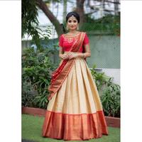 Couleur rouge indienne à la mode Festival porter Designer kanjivaram Style Lehenga Choli avec chemisier jari travail ethnique exclusif porter des femmes