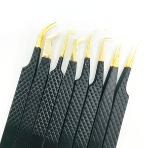 Pinces à cils professionnelles de haute qualité, extensions de cils, logo personnalisé, pointe dorée, outils de beauté durables, pinces en acier inoxydable - Product Image 4