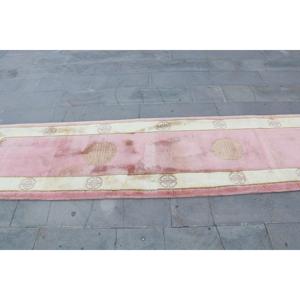 Turkish Runner Rug 2.5x10 ft, Pink <b>Brown</b> Floral Rug <b>Wool</b> - Product Image 4