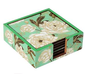 Ensemble de dessous de verre carrés en marbre 1 ensemble de dessous de verre en bois personnalisé avec os fait main et incrustation en laiton fabriqué en Inde - Product Image 3