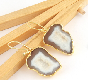 Gran oferta de la mejor calidad, pendientes Druzy de ágata nueva rebanada Natural, pendientes Druzy de geoda para mujer y niña, pendientes de aro de geoda azul - Product Image 4