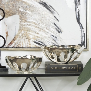 Vente chaude argent texturé feuille ondulée Design bol en métal élégant accent décoratif pour Table à manger pièce maîtresse et décor à la maison - Product Image 3