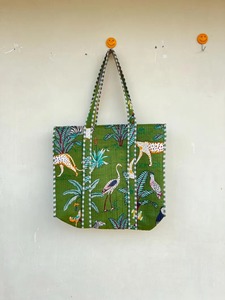 Bolsa de algodón acolchada de verano bohemio con estampado de jungla verde, regalo de Festival a granel, invitado, viaje grande, compras, deportes, Picnic - Product Image 3