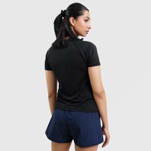 เสื้อยืดแขนสั้นถักสีดำ W224 สำหรับออกกำลังกาย - Product Image 2