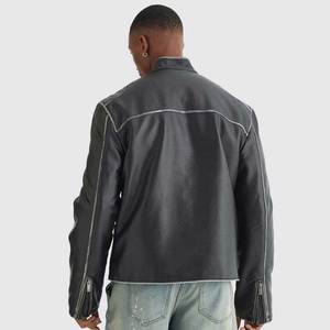 Veste en cuir pour hommes High Street au design unique Veste coupe-vent imperméable respirante de bonne qualité Taille normale Tenue tendance - Product Image 4