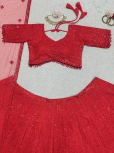 OEM Ethnique Lehenga Jeu Semi Cousu Faux Georgette avec Micro Doublure Paillettes et Fil de Travail Fournisseur en Gros - Product Image 4