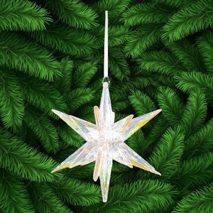 Populaire Noël Nouvel An Décoration Transparent Galaxy Bleu Irrid Plaqué Acrylique 3D Spiky Starburst Étoile Ornement - Product Image 6