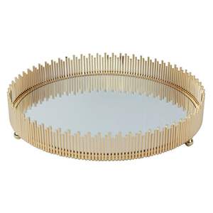 Bandeja de espejo con marco dorado moderno, bandeja decorativa redonda para tocador de mesa de centro o diseño elegante minimalista con acento en el hogar - Product Image 3