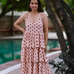 Maxi vestido de algodón para mujer Floral fruncido de longitud completa Regular Fit Modest Sweet Cute Vintage para primavera Vintage Floral vestido cansado - Product Image 1