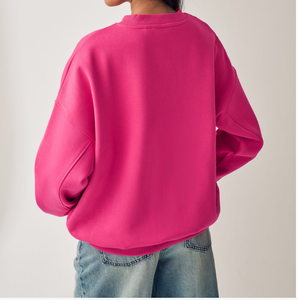 Sudadera de Cuello Redondo de Manga Larga para Mujer, 100% Algodón, Color Liso, Precio al por Mayor, Personalizada OEM para Invierno - Product Image 2