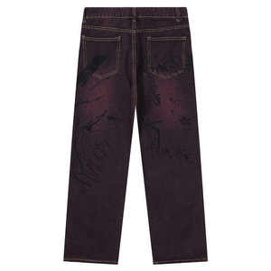 Pantalones vaqueros de mezclilla para hombre al por mayor, de cintura media, rectos, lavados, desgastados, holgados, estilo streetwear, efecto descolorido por el sol, de ajuste holgado, de secado rápido para invierno - Product Image 5