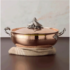 หม้อตุ๋นทองแดงทำมือพร้อมที่จับสแตนเลสเครื่องครัวพรีเมียมสำหรับรับประทานอาหารที่หรูหรา - Product Image 4