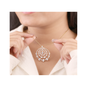 Collier pendentif en cristal élégant pour femmes, bijoux scintillants en or, cadeau - Product Image 6