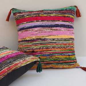 Hermosa Funda de Cojín Vintage Chindi de Algodón Indio Hecha a Mano, con Patrón Bordado, Antiestática, para Uso en el Hogar, Hotel o Dormitorio - Product Image 2