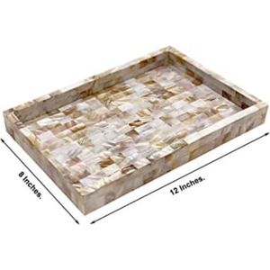 Plateau de service en nacre fait main de haute qualité, finition polie, compatible lave-vaisselle et micro-ondes, design unique pour la vaisselle Falak - Product Image 3