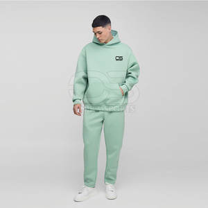 ชุดวอร์มโอเวอร์ไซส์ผู้ชายมีฮู้ดและกางเกงวิ่งสีพื้นชุดวอร์มไซส์ใหญ่พิเศษ - Product Image 1