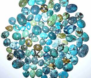 Cabochon de turquoise tibétaine naturelle semi-précieuse en vrac pour la fabrication de bijoux, produit en vrac fait à la main, forme personnalisée - Product Image 1