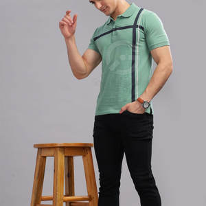 Camiseta de Punto Sólido Transpirable para Hombre, Logotipo Personalizado Impreso, Elegante, MOQ Bajo - Product Image 4