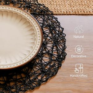 Modern Style Natural Non-Slip Heat Resistant Paper Braided <b>Round</b> Placemat Indoor Outdoor Dining <b>Table</b> <b>Mats</b> & Pads - Product Image 5