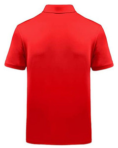 Chemise Homme Rouge à Col Montant et Manches Courtes, Motif Uni, Impression Numérique, Tissu Tricoté Respirant, Coupe Classique, Style Décontracté - Product Image 2