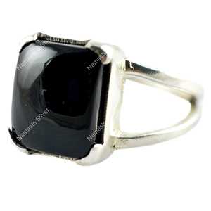 Anillo de Plata de Ley 925 con Ónix Negro, Diseño Geométrico, Joyería Hecha a Mano, Gema en Forma de Cojín, Julio - Product Image 2